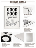 Good Food Mood Metal Sign: Farmhouse Kitchen Wall Decor, Rustic Food Lover Art
