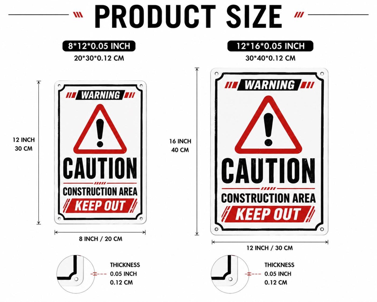 Caution Construction Area Keep Out Metal Sign – Industrial Warning Workplace Safety Plaque