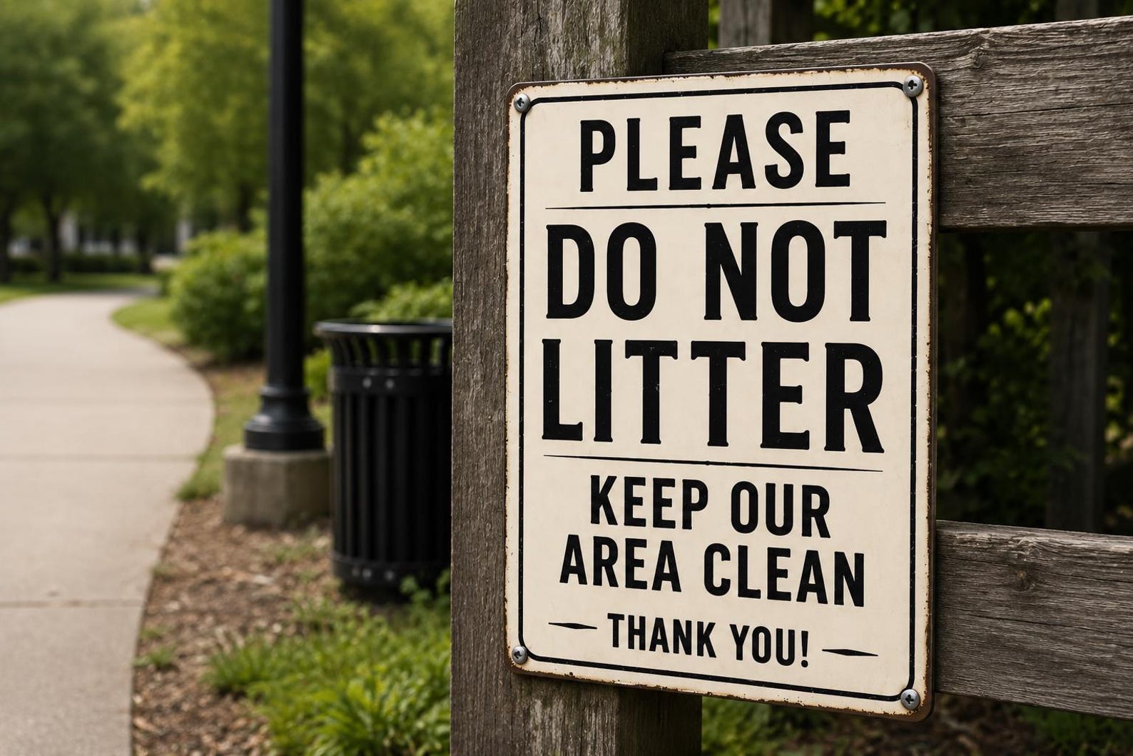 Please Do Not Litter Metal Sign: Vintage Keep Area Clean Wall Decor