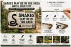 Snakes May Be In The Area Metal Sign: Rustic Wildlife Warning Decor