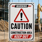 Caution Construction Area Keep Out Metal Sign – Industrial Warning Workplace Safety Plaque