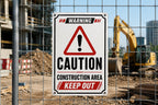 Caution Construction Area Keep Out Metal Sign – Industrial Warning Workplace Safety Plaque