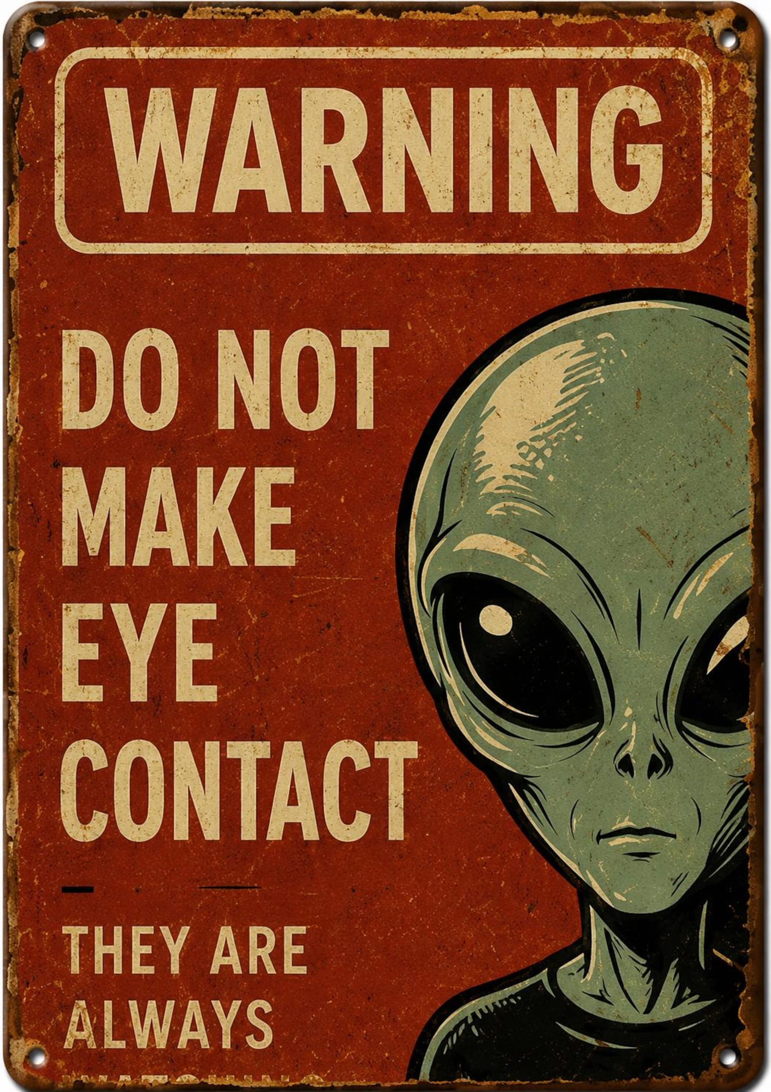 Retro Alien Abduction Tin Sign, UFO Sci-Fi Wall Art, Vintage Metal Decor