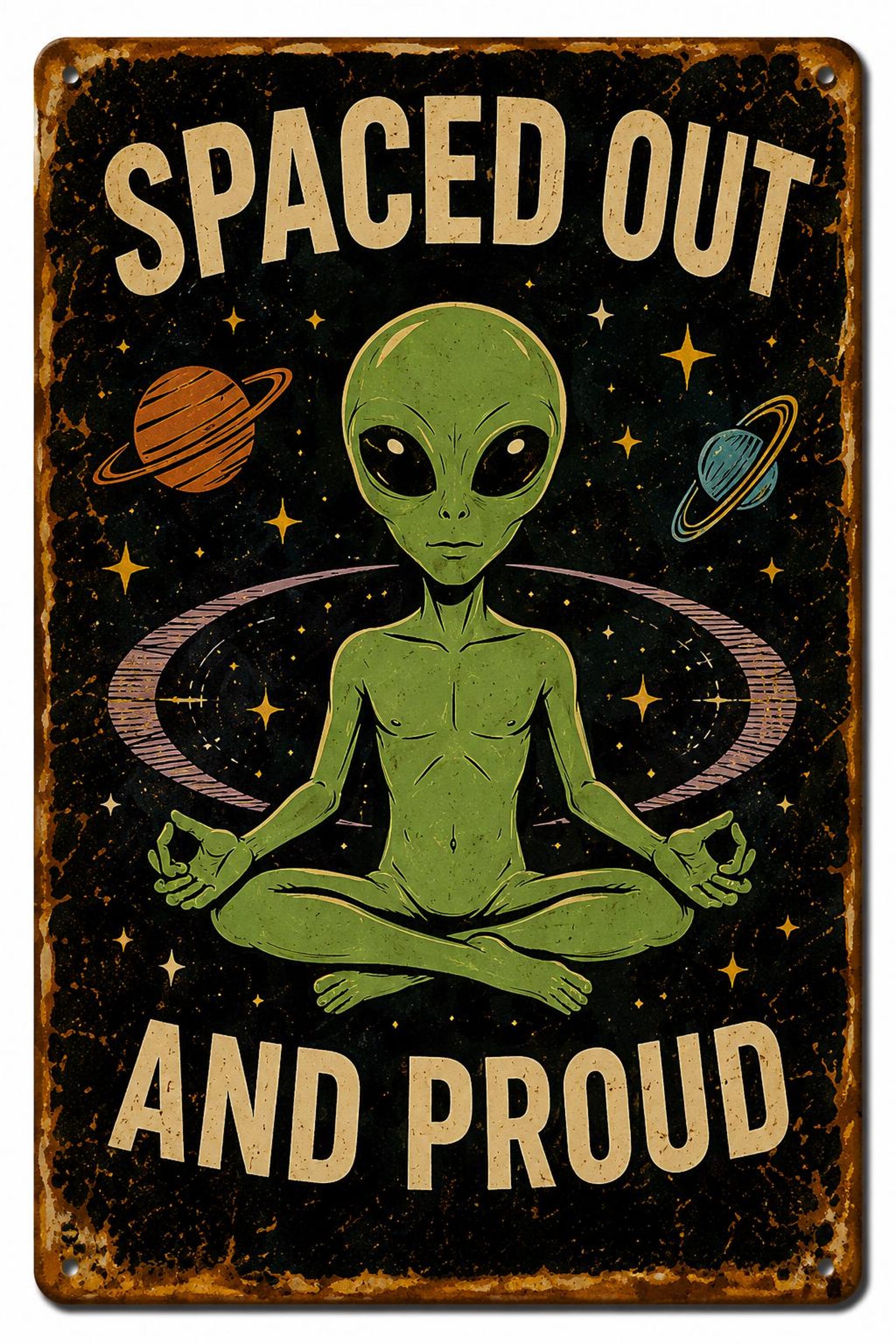 Area 51 Alien Employee of the Month Metal Tin Sign – Retro Sci-Fi Wall Decor