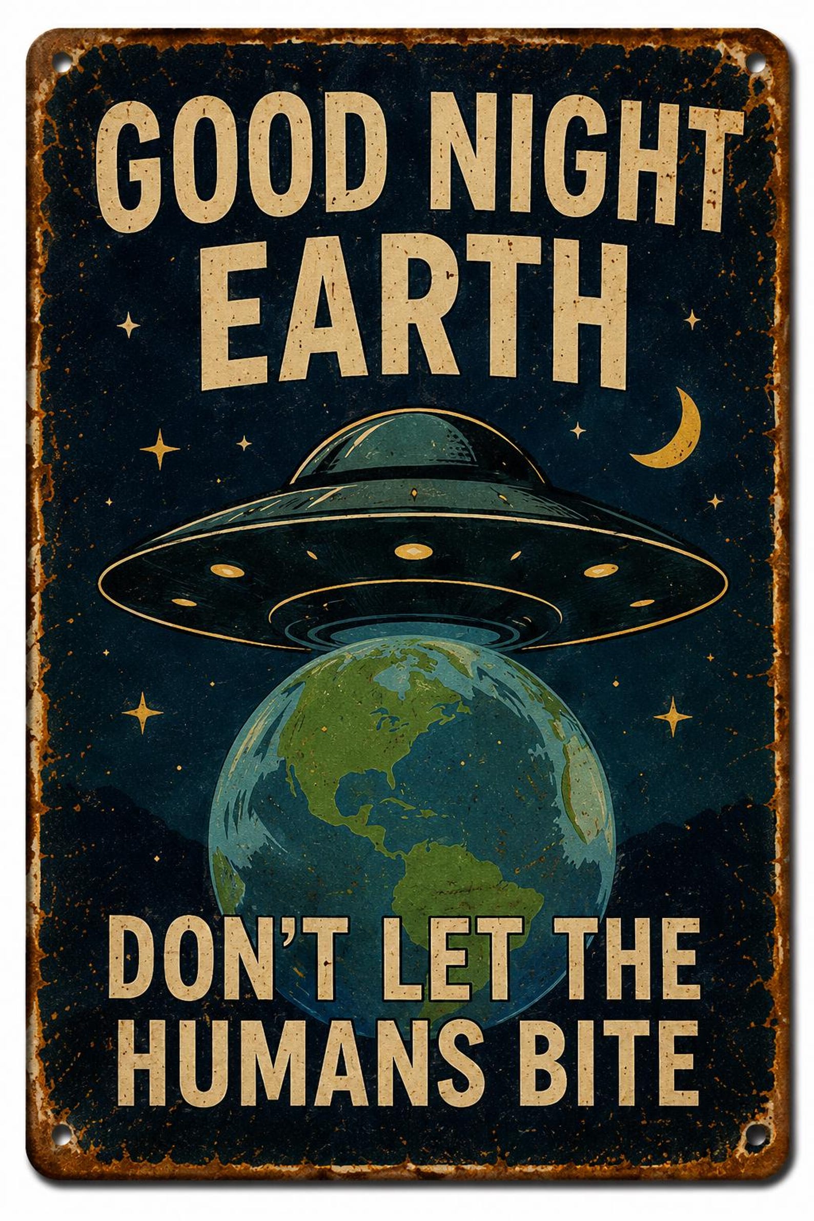 Area 51 Alien Employee of the Month Metal Tin Sign – Retro Sci-Fi Wall Decor