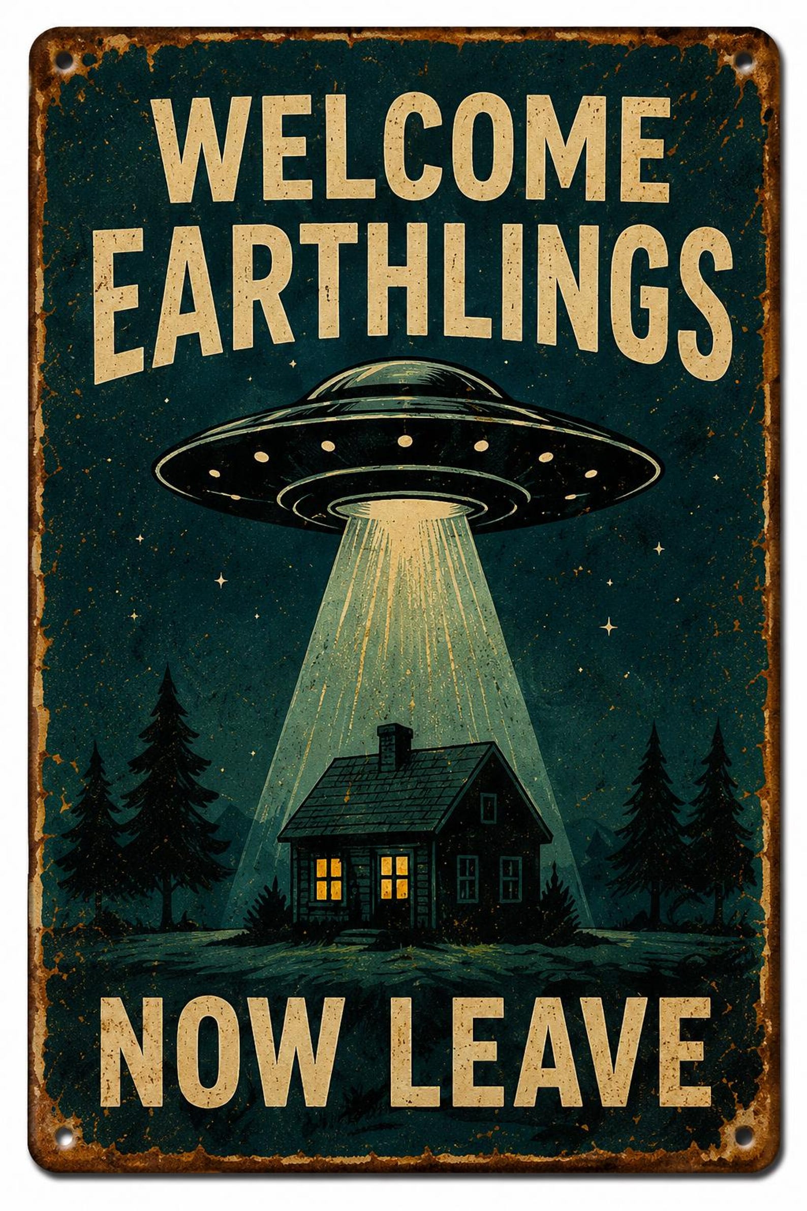 Area 51 Alien Employee of the Month Metal Tin Sign – Retro Sci-Fi Wall Decor