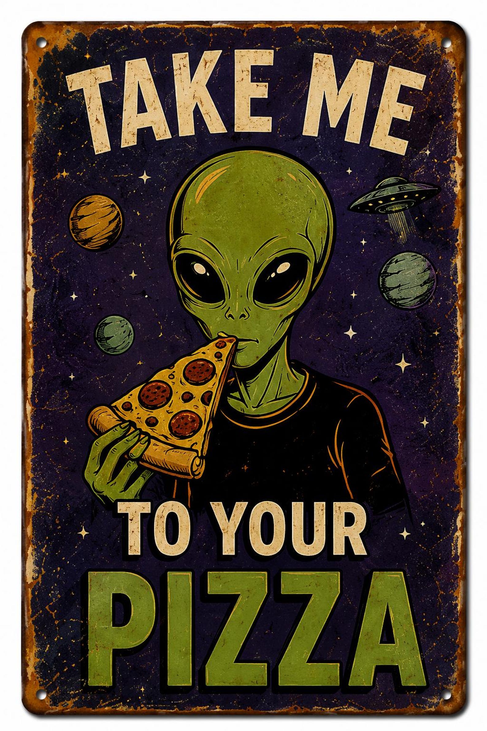 Area 51 Alien Employee of the Month Metal Tin Sign – Retro Sci-Fi Wall Decor