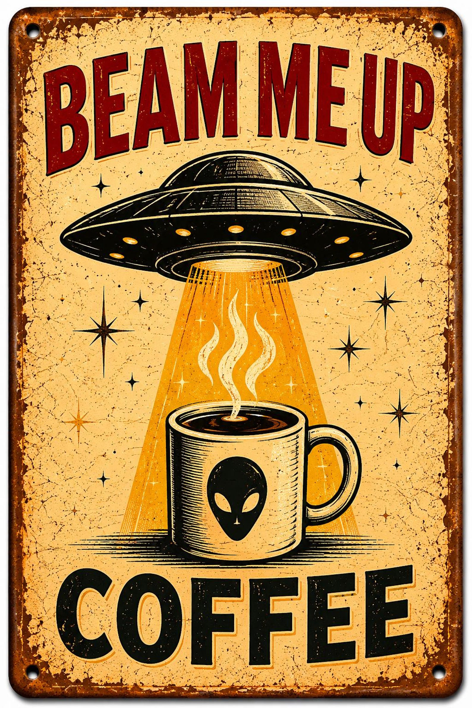 Area 51 Alien Employee of the Month Metal Tin Sign – Retro Sci-Fi Wall Decor