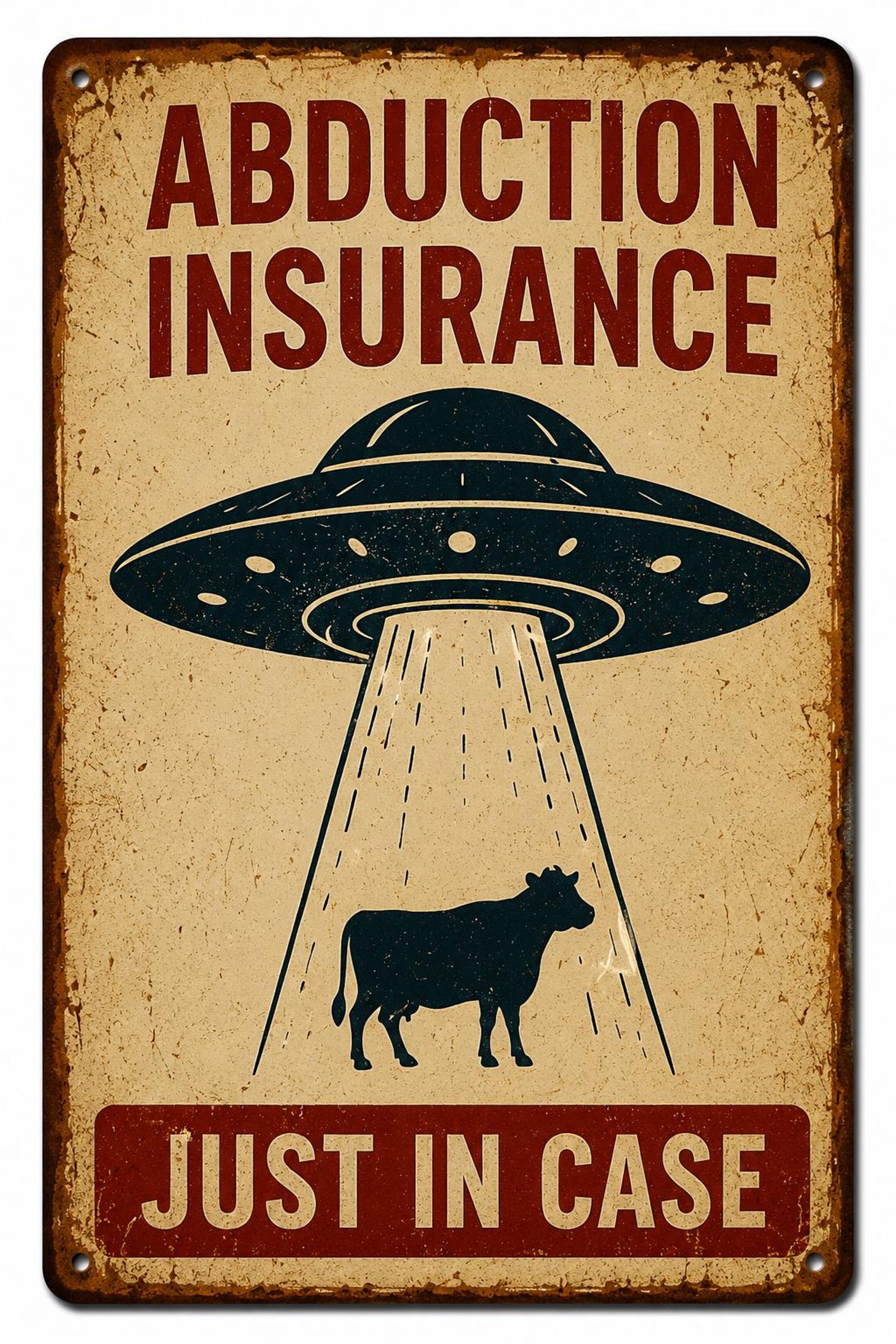 12PCS Retro UFO Metal Signs – Vintage Alien Area 51 Wall Decor