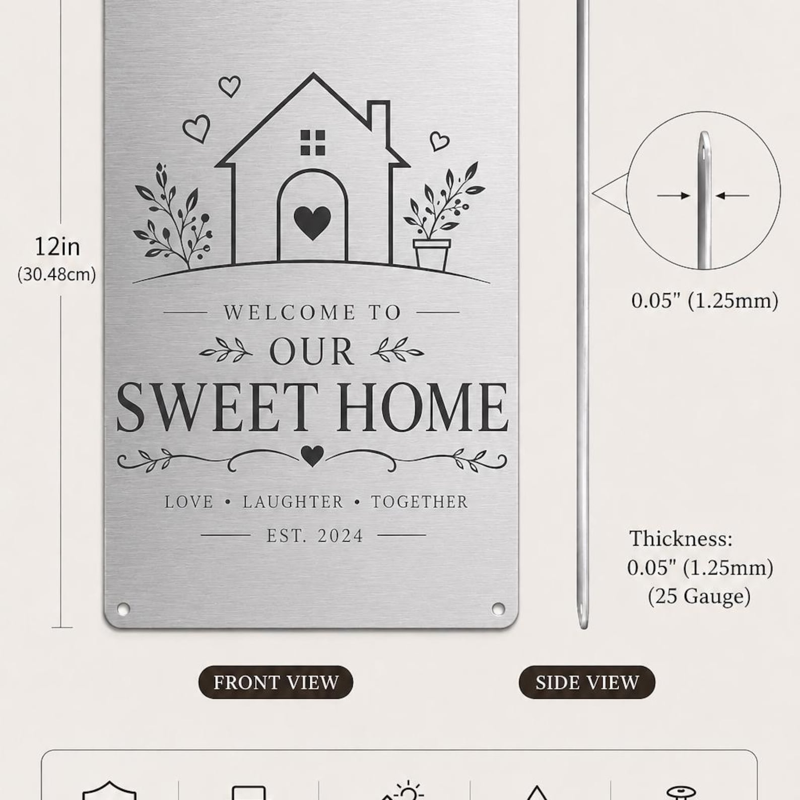 Personalized Sweet Home Metal Sign | Farmhouse Family Wall Decor | Housewarming Gift