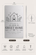 Personalized Sweet Home Metal Sign | Farmhouse Family Wall Decor | Housewarming Gift
