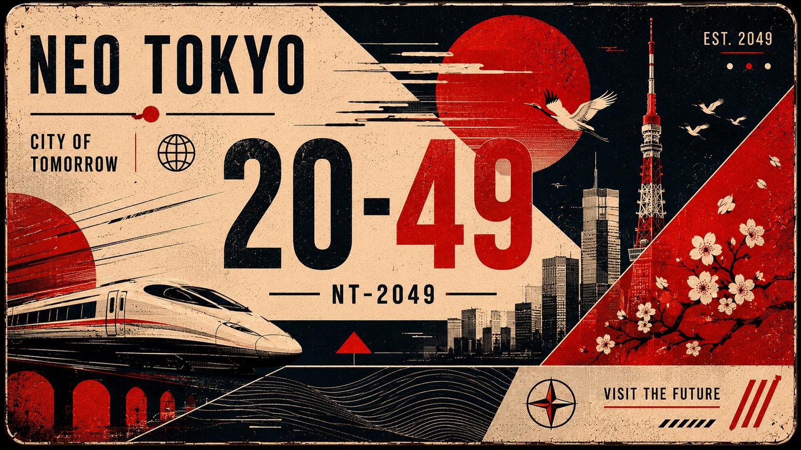 Neo Tokyo 2049 Retro Japanese License Plate Art
