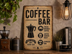 Retro Coffee Bar Metal Sign, Fresh Brewed Espresso Wall Art
