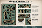 Retro Moka Pot Coffee Bar Sign, Vintage Mid Century Cafe Wall Art