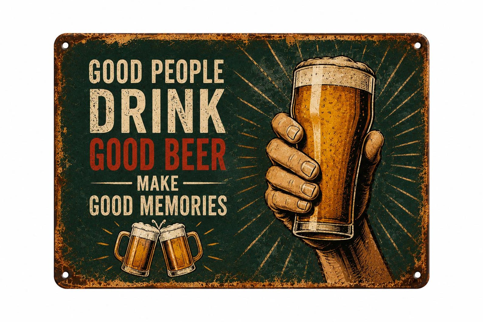 Vintage Beer Sign, Good People Drink Beer, Rustic Pub Wall Art