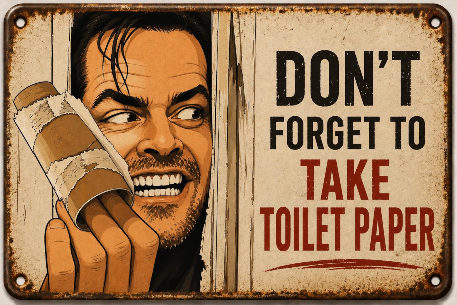 Funny Toilet Paper Metal Sign, Vintage Bathroom Humor Wall Art