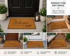 Personalized Family Doormat, Custom Script Last Name Welcome Mat, Modern Entryway Rug