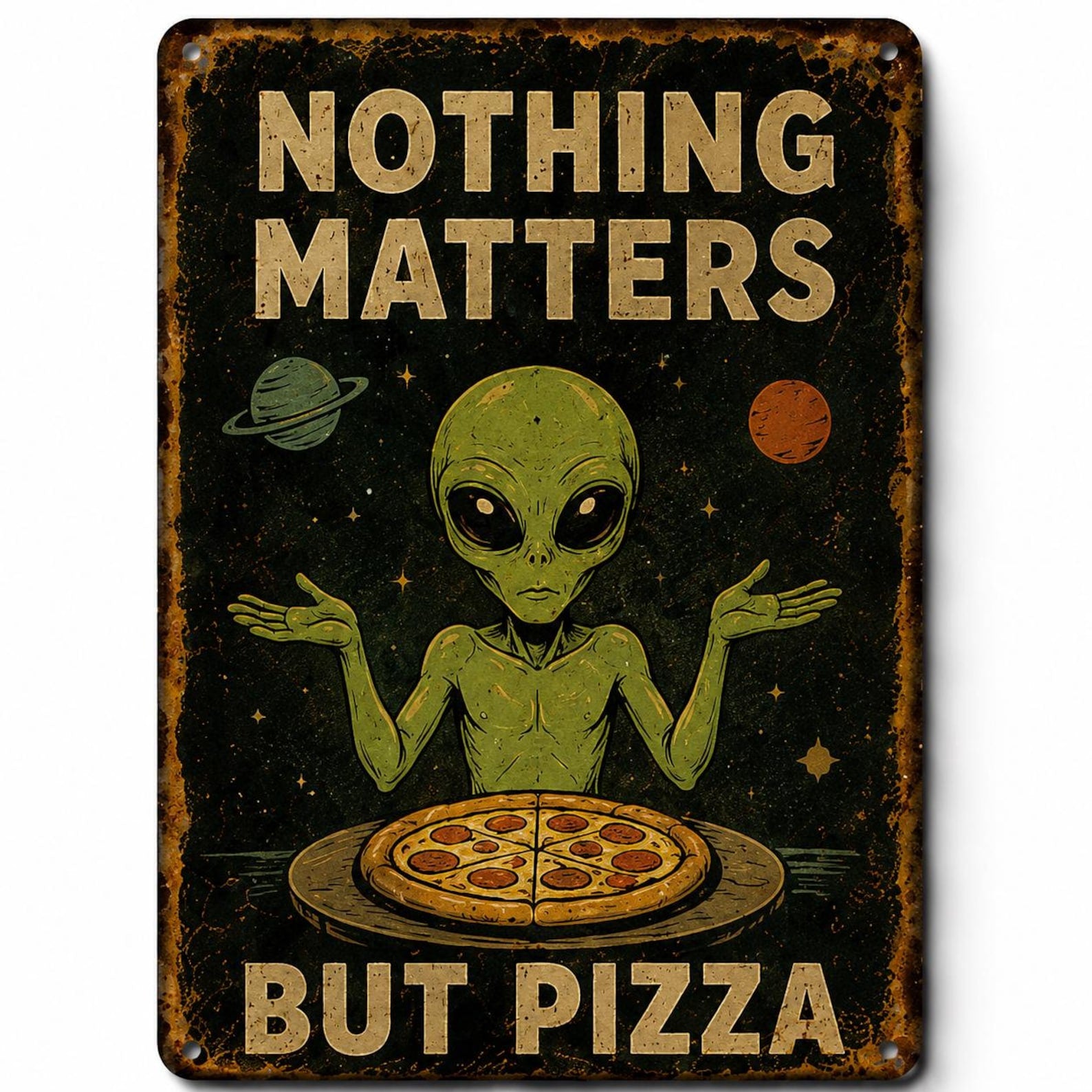 Retro Alien Metal Sign | Funny Sarcastic UFO Wall Art (Digital Download)