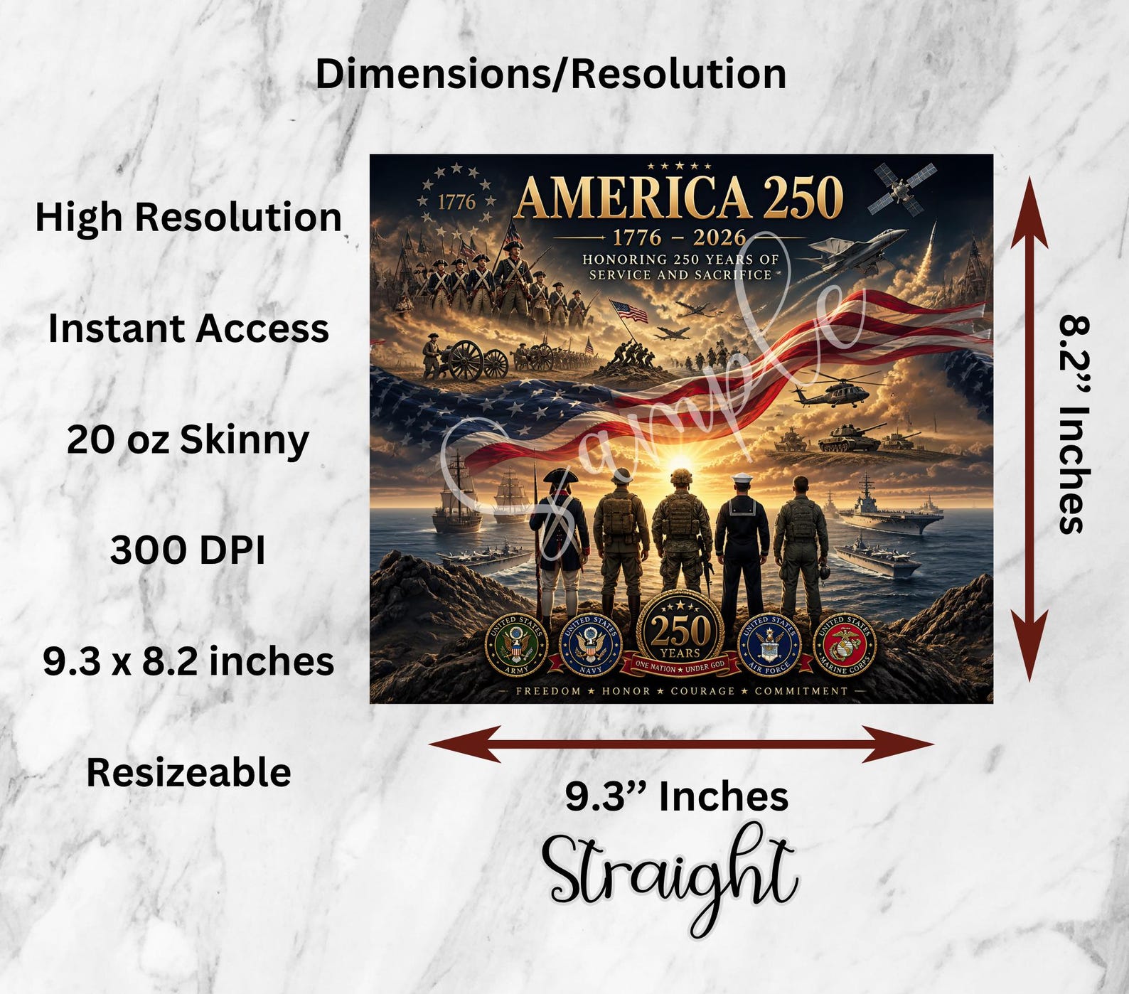 USA 250th Anniversary PNG Patriotic Tumbler Wrap PNG 4th of July Tumbler Design 20ozs Sublimation Skin America 250 American Flag png