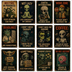 Funny Alien Coffee Metal Sign, Retro Space Wall Decor (8x12 Inch)