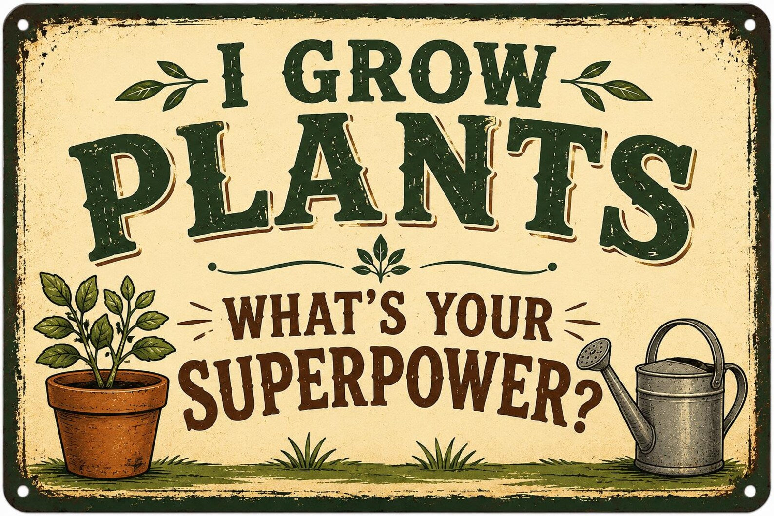 I Grow Plants Metal Sign, Funny Gardening Decor, Plant Lover Wall Art