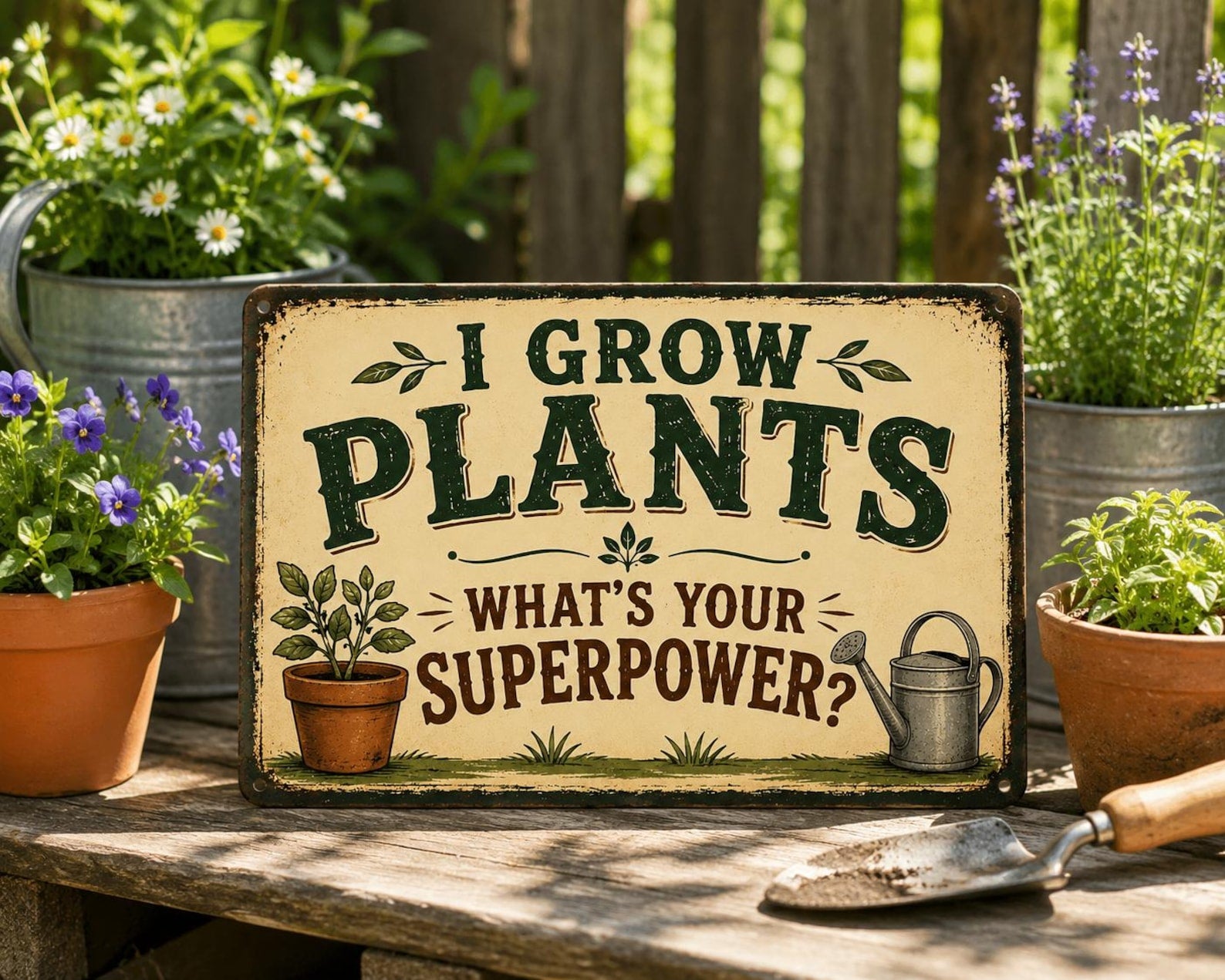 I Grow Plants Metal Sign, Funny Gardening Decor, Plant Lover Wall Art