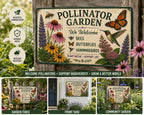 Pollinator Garden Metal Sign, Native Wildflower Decor, Bee Butterfly Hummingbird Plaque