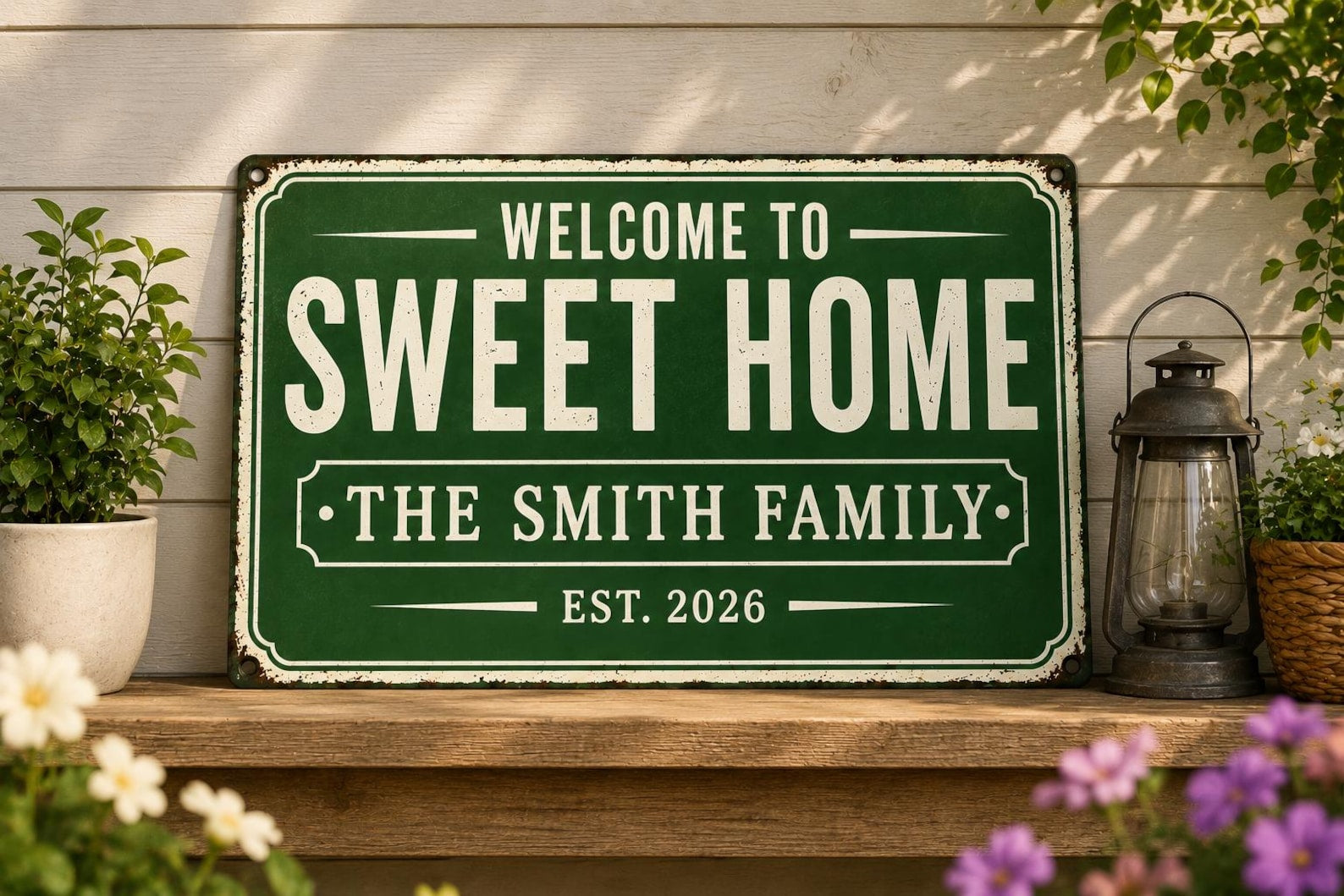 Personalized Family Name Metal Sign, Custom Established Date Plaque, Rustic Home Decor