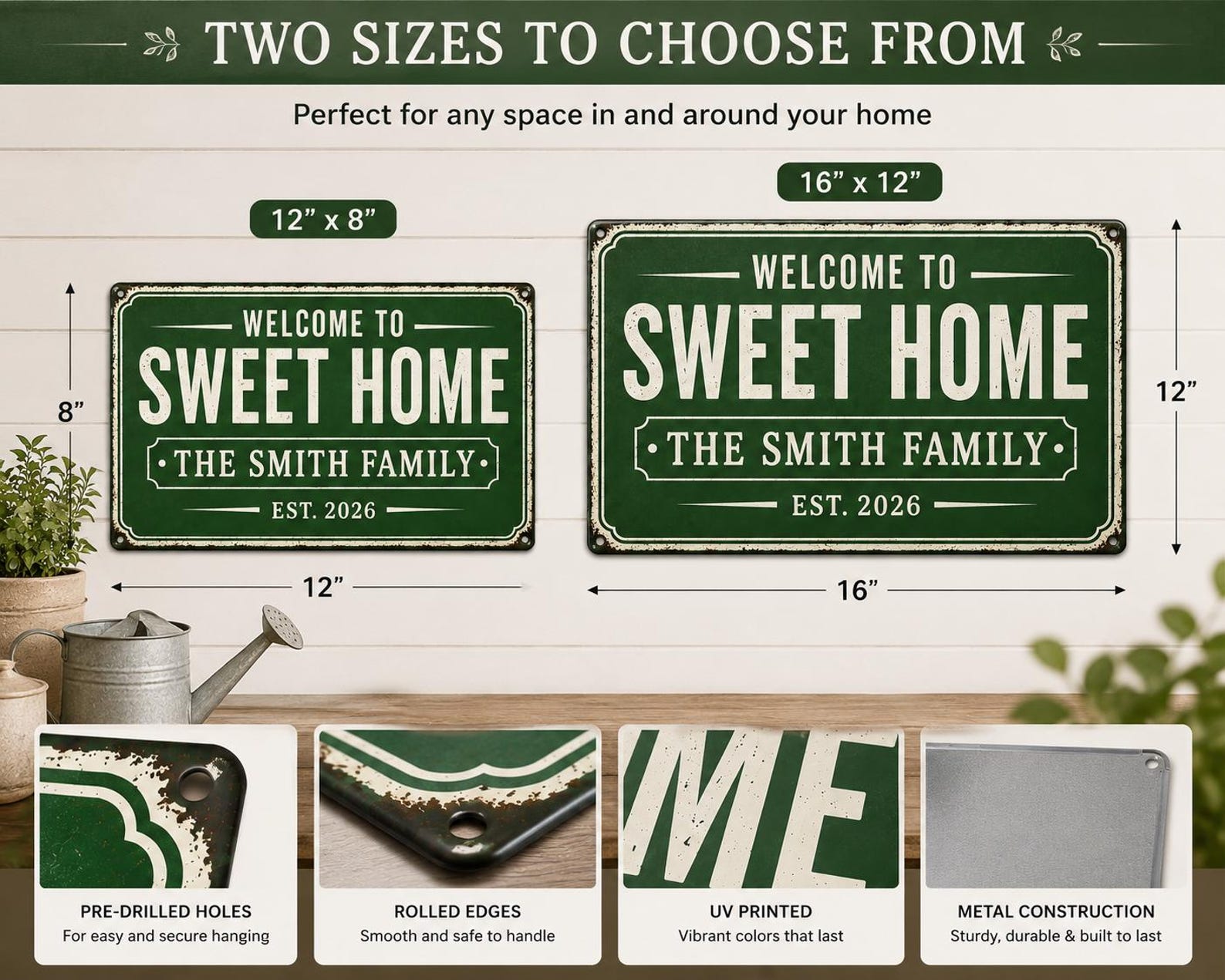 Personalized Family Name Metal Sign, Custom Established Date Plaque, Rustic Home Decor