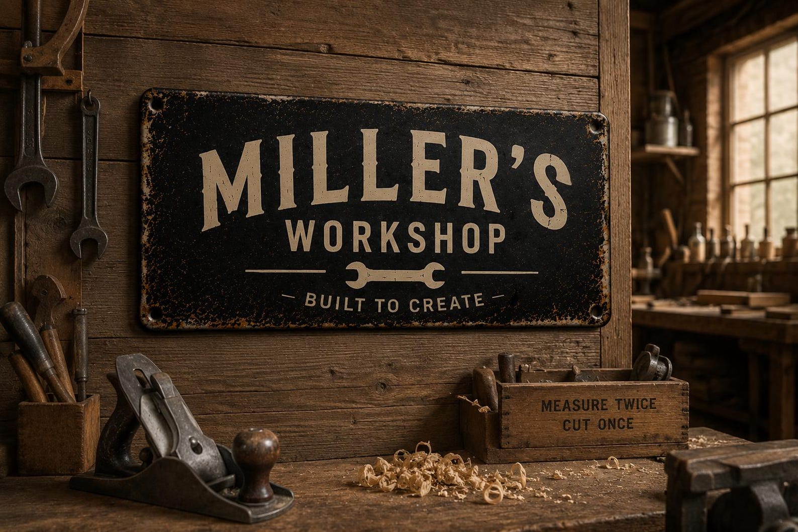 Custom Vintage Metal Sign, Personalized Garage Workshop Decor, Rustic Wall Art