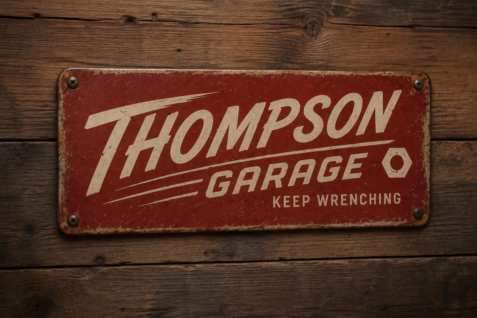 Personalized Vintage Garage Metal Sign – Custom Name Workshop Decor