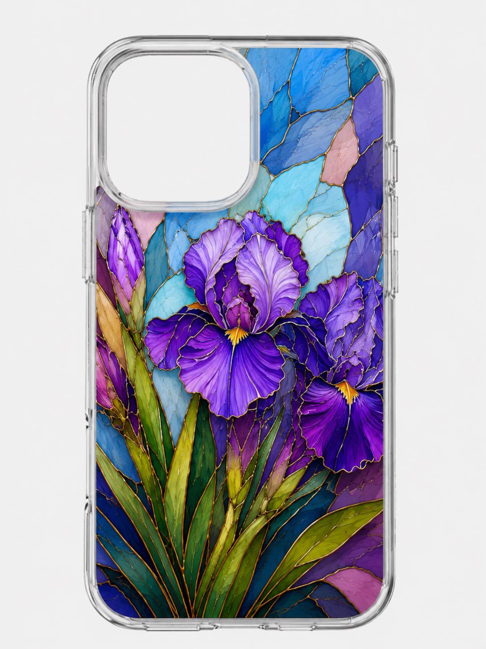Floral Stained Glass iPhone Case, Botanical Lily Peony Art Cover