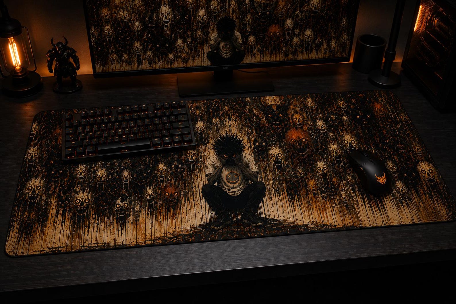Nightmare Realm Gaming Mouse Pad - Dark Horror Gothic Desk Mat with Creepy Monsters, Full Print Extended Mouse Pad, Non-Slip Rubber Base