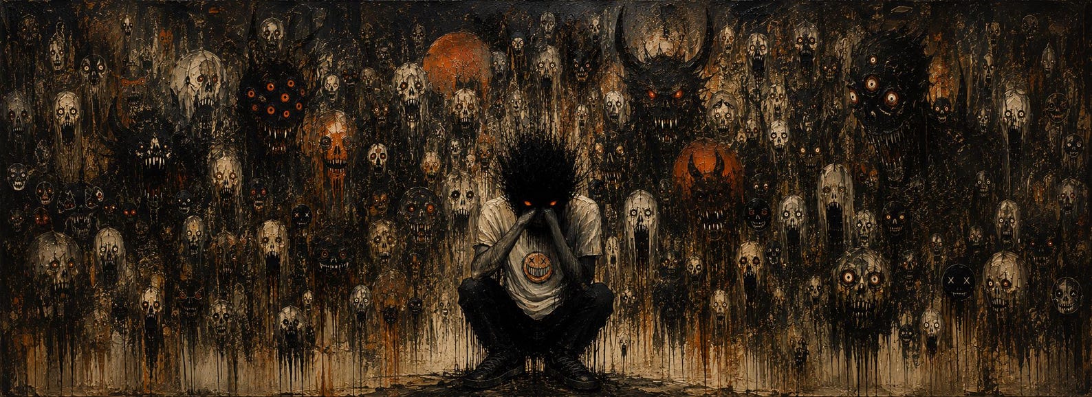 Nightmare Realm Gaming Mouse Pad - Dark Horror Gothic Desk Mat with Creepy Monsters, Full Print Extended Mouse Pad, Non-Slip Rubber Base