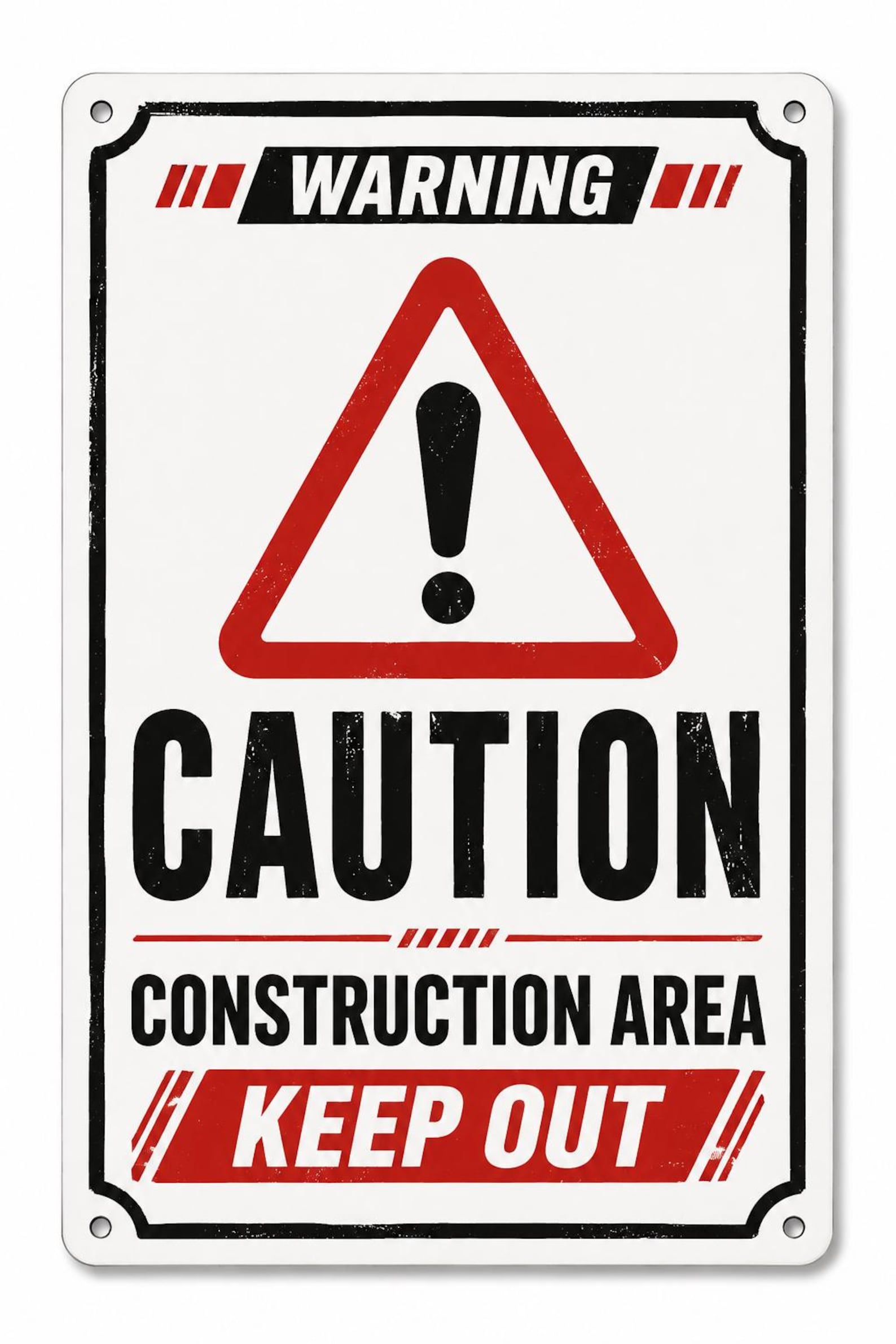 Caution Construction Area Keep Out Metal Sign – Industrial Warning Workplace Safety Plaque