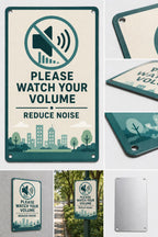 Metal Sign: Please Watch Your Volume, Reduce Noise Wall Decor Quiet Zone