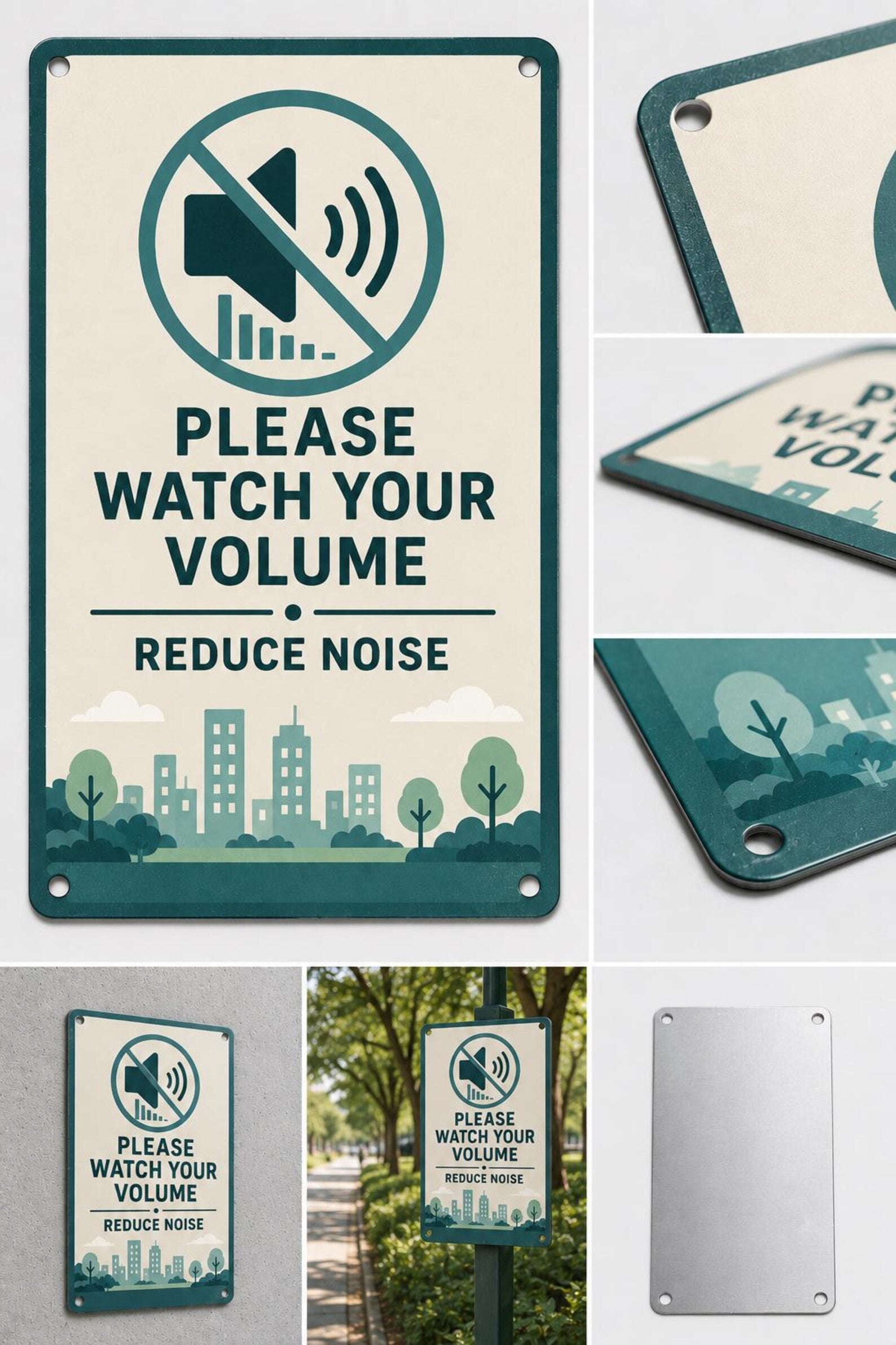 Metal Sign: Please Watch Your Volume, Reduce Noise Wall Decor Quiet Zone