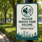 Metal Sign: Please Watch Your Volume, Reduce Noise Wall Decor Quiet Zone