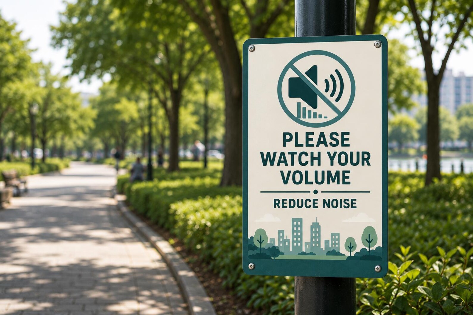Metal Sign: Please Watch Your Volume, Reduce Noise Wall Decor Quiet Zone