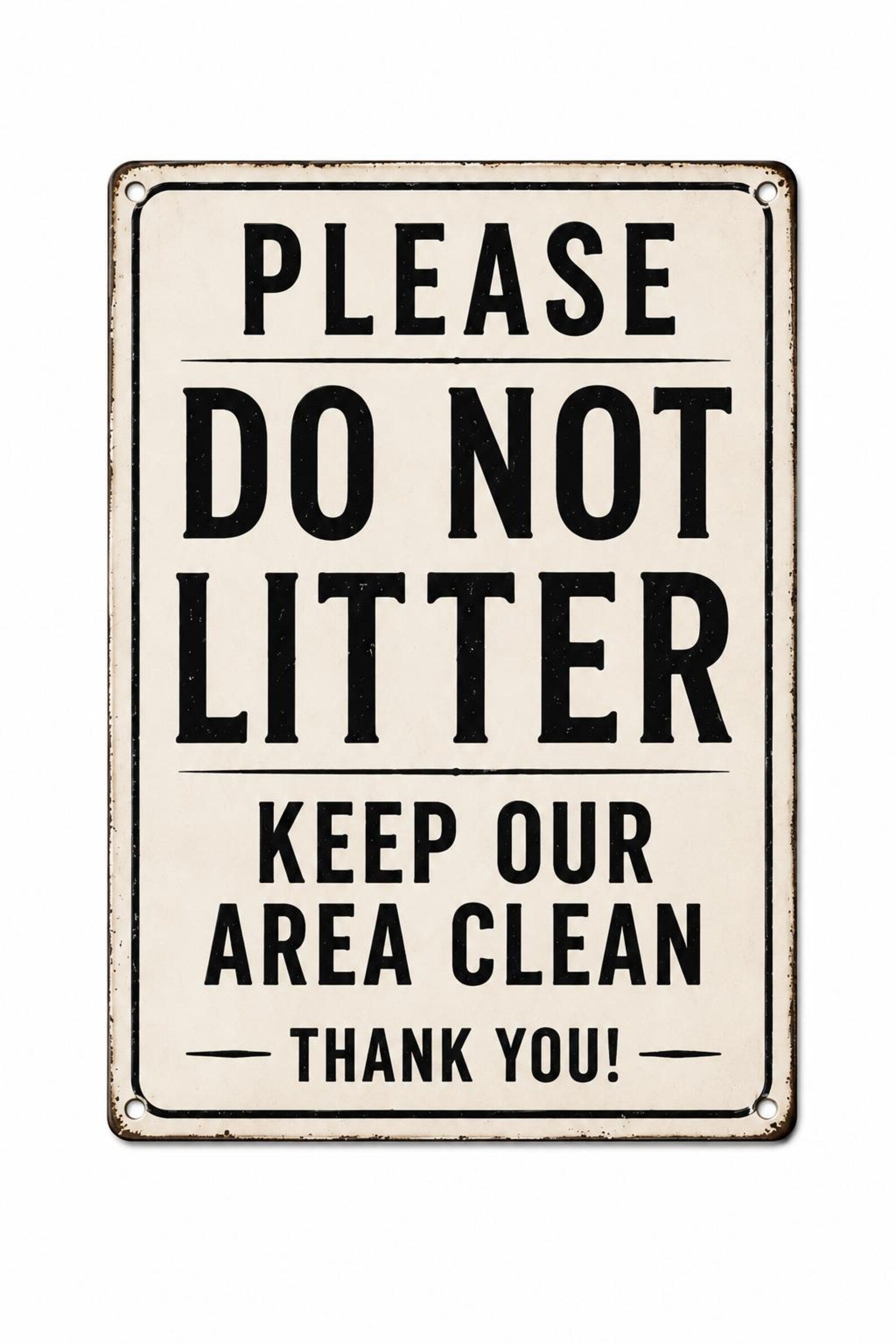 Please Do Not Litter Metal Sign: Vintage Keep Area Clean Wall Decor