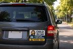 Child In Car Metal Sign: Please Keep Safe Distance, Road Safety Warning Decor