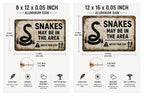 Snakes May Be In The Area Metal Sign: Rustic Wildlife Warning Decor