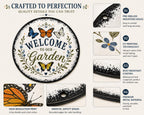 Custom Butterfly Garden Metal Sign, Personalized Round Plaque, Wildflower Yard Art