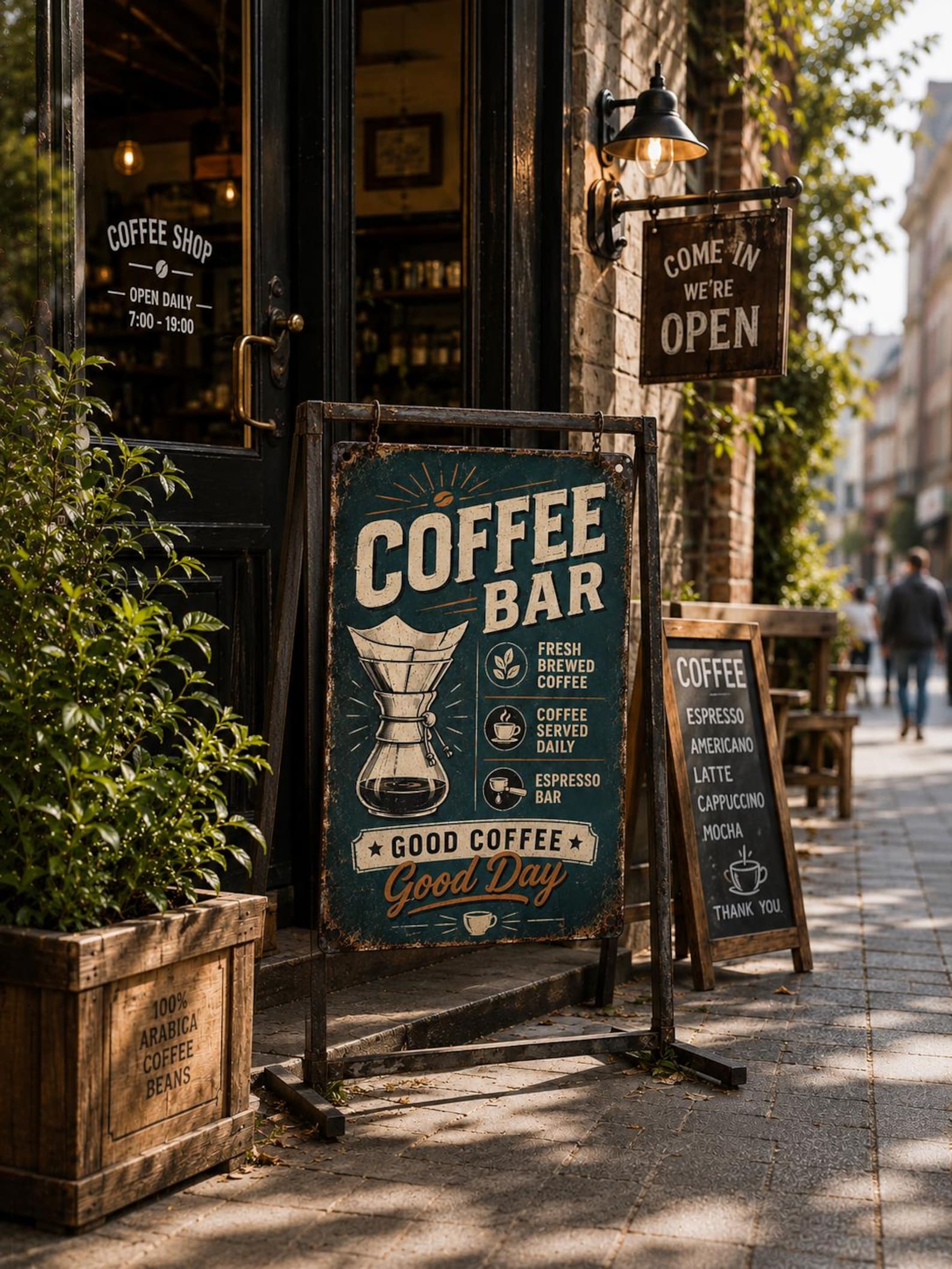 Retro Pour Over Coffee Bar Metal Sign, Artisan Brew Kitchen Art