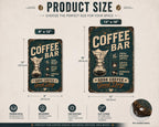 Retro Pour Over Coffee Bar Metal Sign, Artisan Brew Kitchen Art
