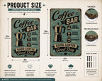 Retro Moka Pot Coffee Bar Sign, Vintage Mid Century Cafe Wall Art