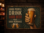 Vintage Beer Sign, Good People Drink Beer, Rustic Pub Wall Art