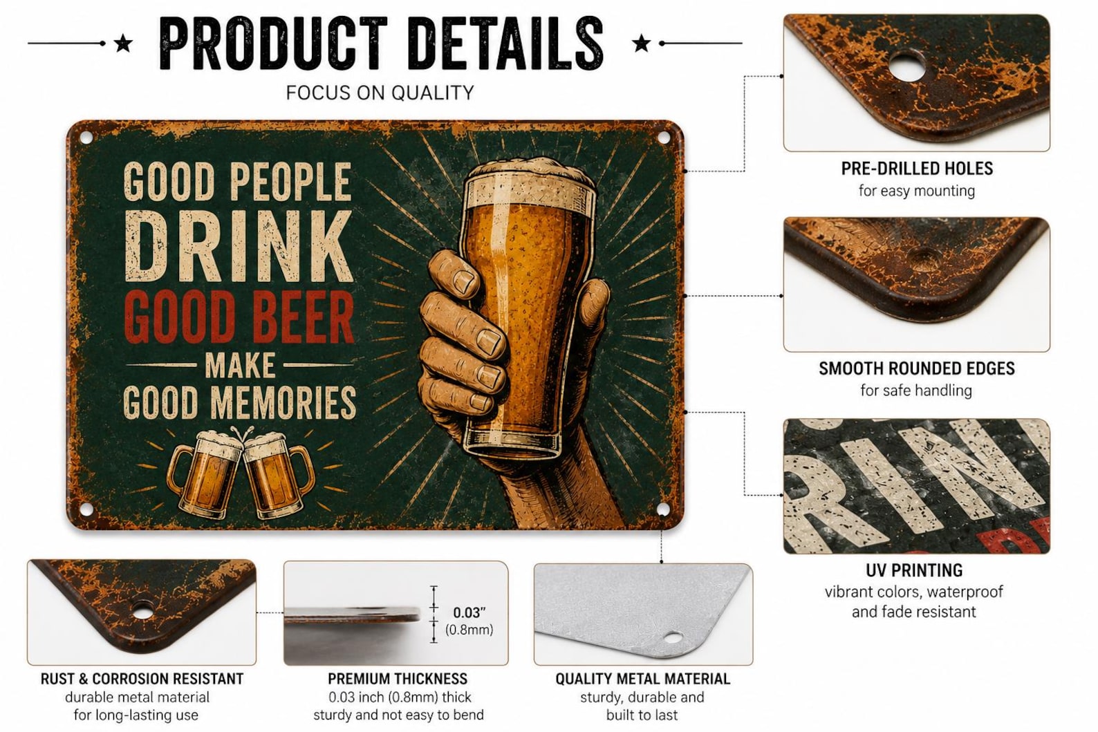 Vintage Beer Sign, Good People Drink Beer, Rustic Pub Wall Art