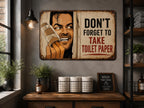 Funny Toilet Paper Metal Sign, Vintage Bathroom Humor Wall Art