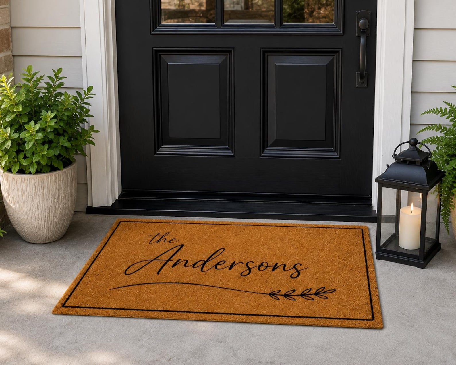 Personalized Family Doormat, Custom Script Last Name Welcome Mat, Modern Entryway Rug